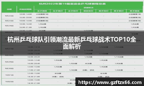 杭州乒乓球队引领潮流最新乒乓球战术TOP10全面解析